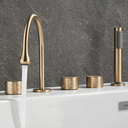 High-Arc 5-Hole Roman Tub Faucet, Three-Handle Tub Filler Faucet with Handheld Shower