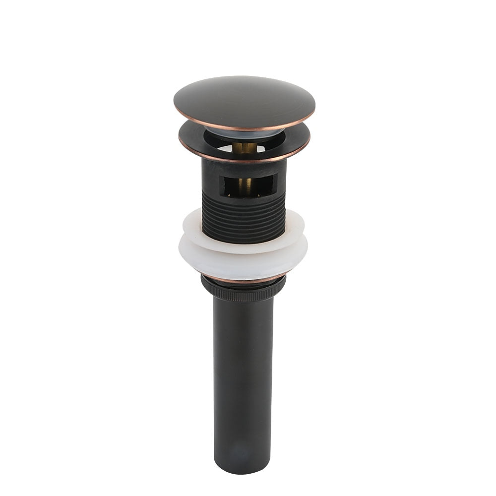 Stainless Steel Pop-Up Sink Drain with Overflow, Spring-Loaded Bathroom Vanity Basin Drain, Chrome / Oil-Rubbed Bronze / Rose Gold / Antique Brass / Polished Gold