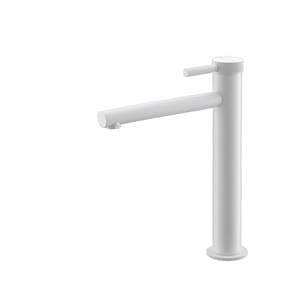 Modern Single-Handle Tall Vessel Sink Faucet, Solid Brass Bathroom Faucet with Knurled Handle, Chrome / Matte Black / Brushed Gold / Rose Gold / Matte White