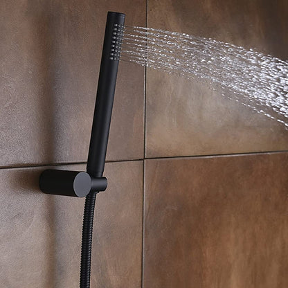 Matte Black Contemporary Rainfall Shower System, Wall-Mount Single-Handle Shower Faucet with Handheld Shower