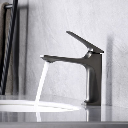 Modern Single-Hole Bathroom Faucet, Single-Handle Brass Sink Faucet, Matte Black / Brushed Gold / Gunmetal / Chrome / Matte White