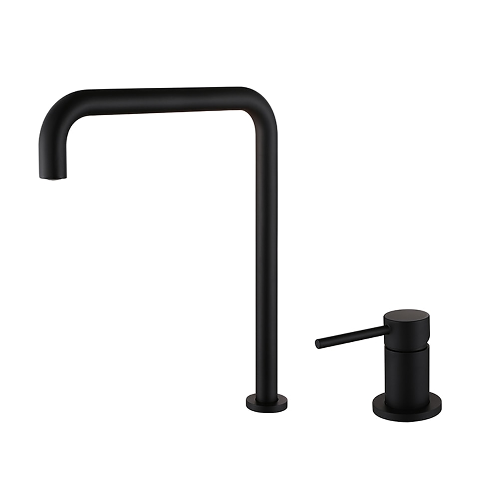 Modern High-Arc Brass Bathroom Faucet, 2-Hole Widespread Single-Handle Sink Faucet, Brushed Gold / Matte Black / Chrome
