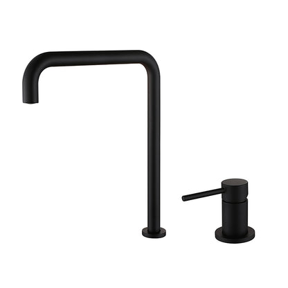 Modern High-Arc Brass Bathroom Faucet, 2-Hole Widespread Single-Handle Sink Faucet, Brushed Gold / Matte Black / Chrome