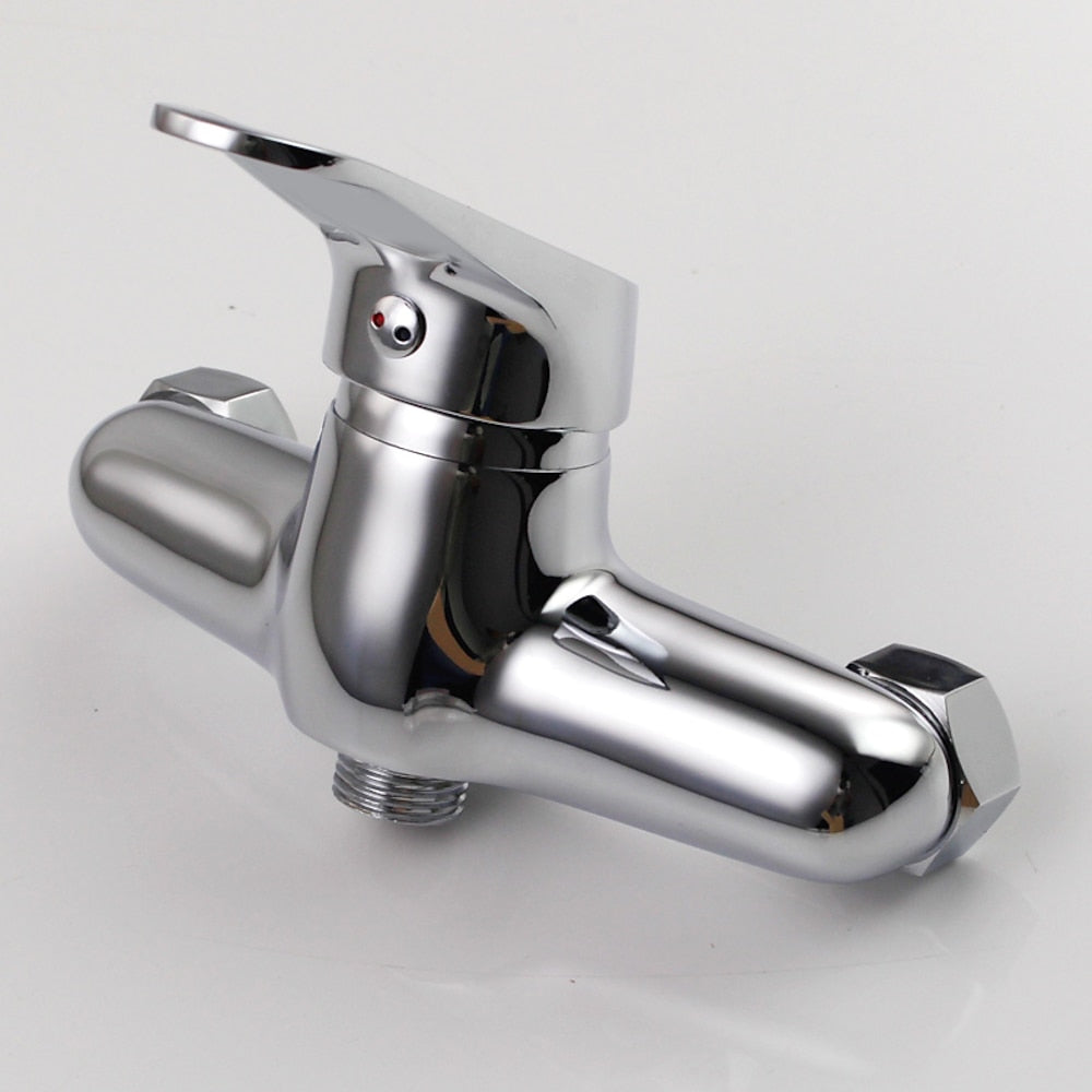 Wall-Mounted Modern Chrome Shower Faucet, Single-Handle Brass Mixer Faucet with S-Connectors
