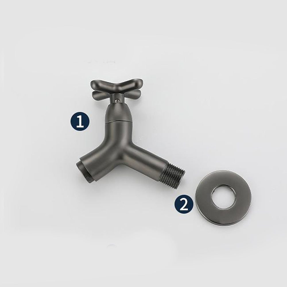 Modern Wall-Mount Bathroom Faucet, Single-Cold Brass Basin Faucet, Gunmetal / Chrome / Matte White