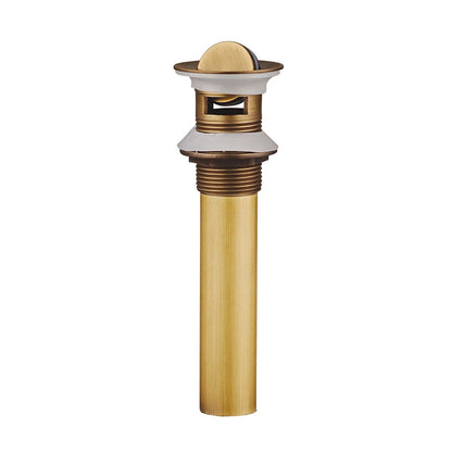 Modern Solid Brass Pop-Up Sink Drain with Overflow, Push-Button Bathroom Vanity Sink Drain Assembly, Antique Brass / Matte Black / Polished Gold