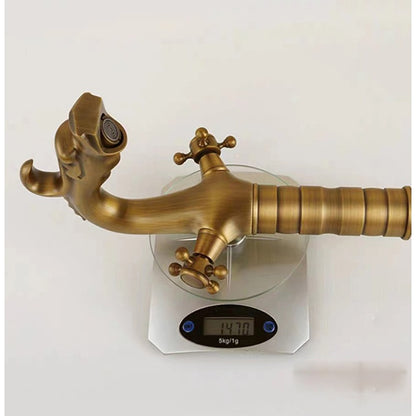 Traditional Dragon Vessel Sink Faucet, Double-Handle 1-Hole Tall Bathroom Faucet, Antique Brass / Polished Gold / Brushed Nickel