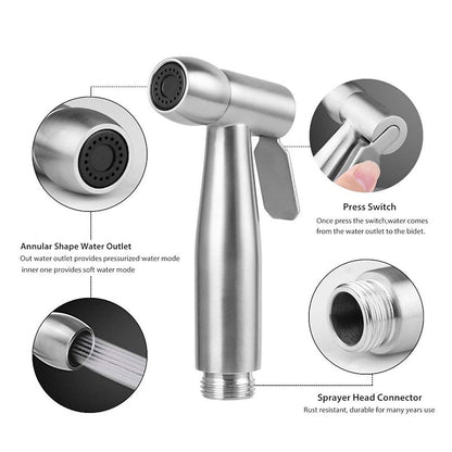 Modern Stainless Steel Handheld Bidet Faucet, Toilet Cleaning Bidet Faucet with Hose / T-Valve