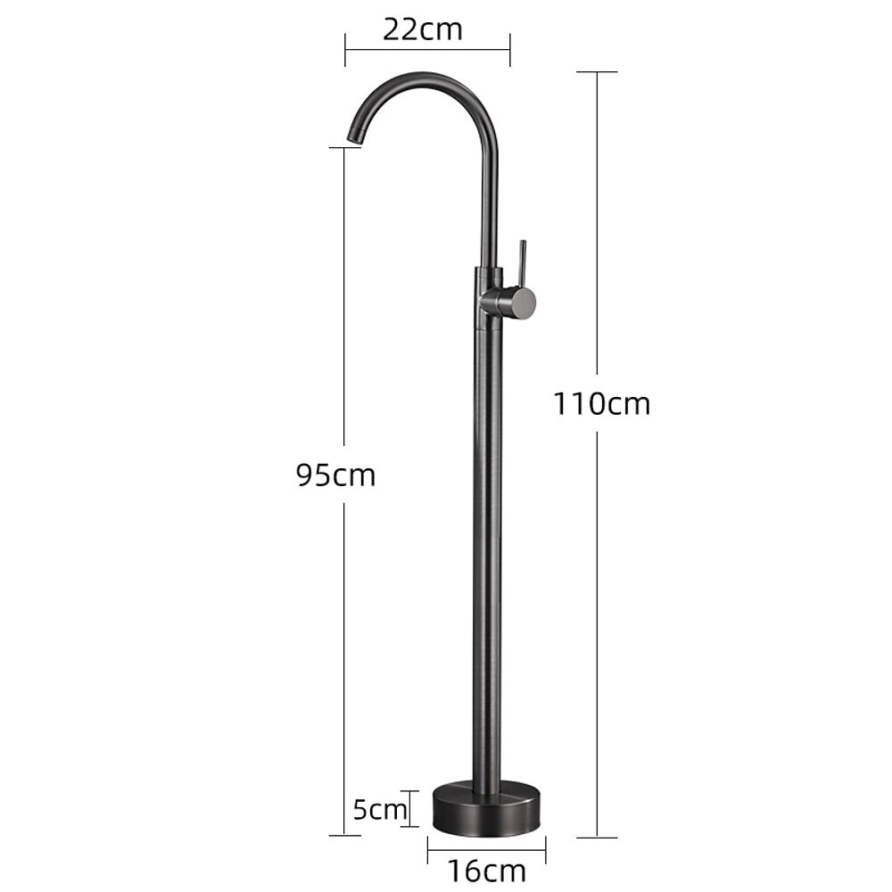 Gunmetal Contemporary Freestanding Tub Faucet, Single-Handle Brass Faucet, High Arc Spout Faucet