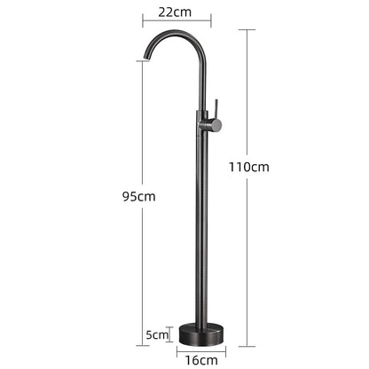 Gunmetal Contemporary Freestanding Tub Faucet, Single-Handle Brass Faucet, High Arc Spout Faucet