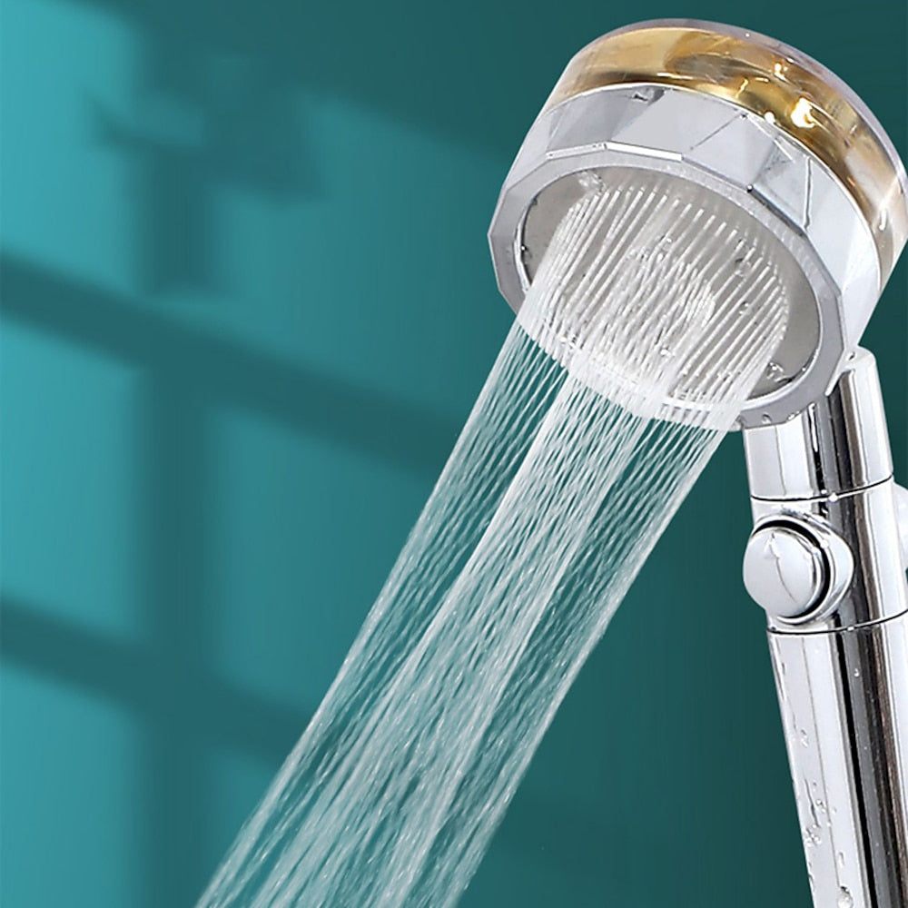 High-Pressure Turbo Fan Handheld Shower Head, 360-Degree Swivel ABS Shower Head with Pause Switch, Silver / Gold / Multi