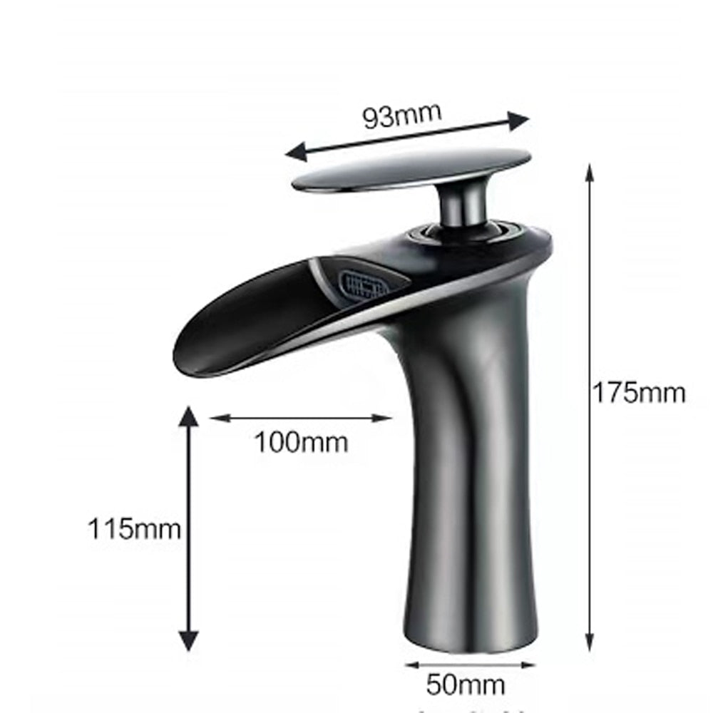 Waterfall Bathroom Faucet, Modern Single-Handle Single-Hole Faucet