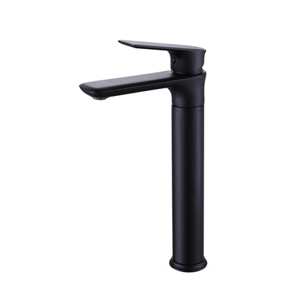 Matte Black Modern Single-Hole Vessel Sink Faucet, Single-Handle Tall Bathroom Faucet