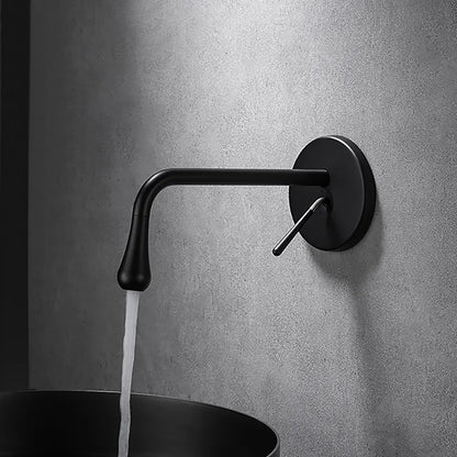 Wall-Mount Single-Handle Bathroom Faucet, Rotatable Spout Brass Faucet, Matte Black / Chrome / Brushed Gold / Gunmetal