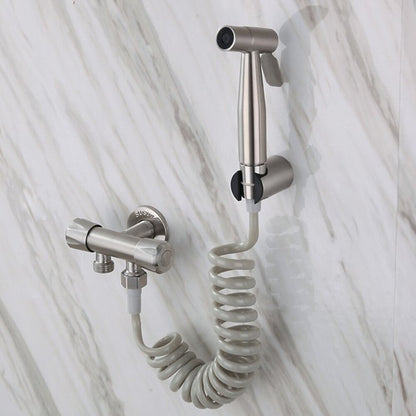 Stainless Steel Handheld Bidet Sprayer Faucet, Wall-Mount Single-Handle Toilet Shattaf with T-Valve / Flexible Hose
