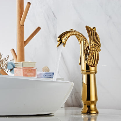 Retro Swan-Shaped Bathroom Faucet, Single-Handle Single-Hole Faucet