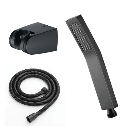 Matte Black Brass Handheld Shower Head, Single-Spray Wall-Mount Hand Shower with Hose / Bracket