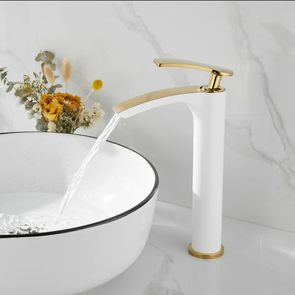 Waterfall Modern Bathroom Vessel Sink Faucet, Single-Handle Single-Hole Brass Basin Faucet