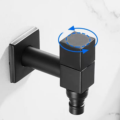 Modern Wall-Mount Single Cold Faucet, Solid Brass Washing Machine Faucet, Matte Black / Chrome