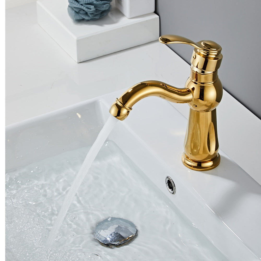 Single-Handle Bathroom Sink Faucet, Vintage Single-Hole Deck-Mount Basin Faucet, Oil-Rubbed Bronze / Matte Black / Brushed Nickel / Chrome / Polished Gold