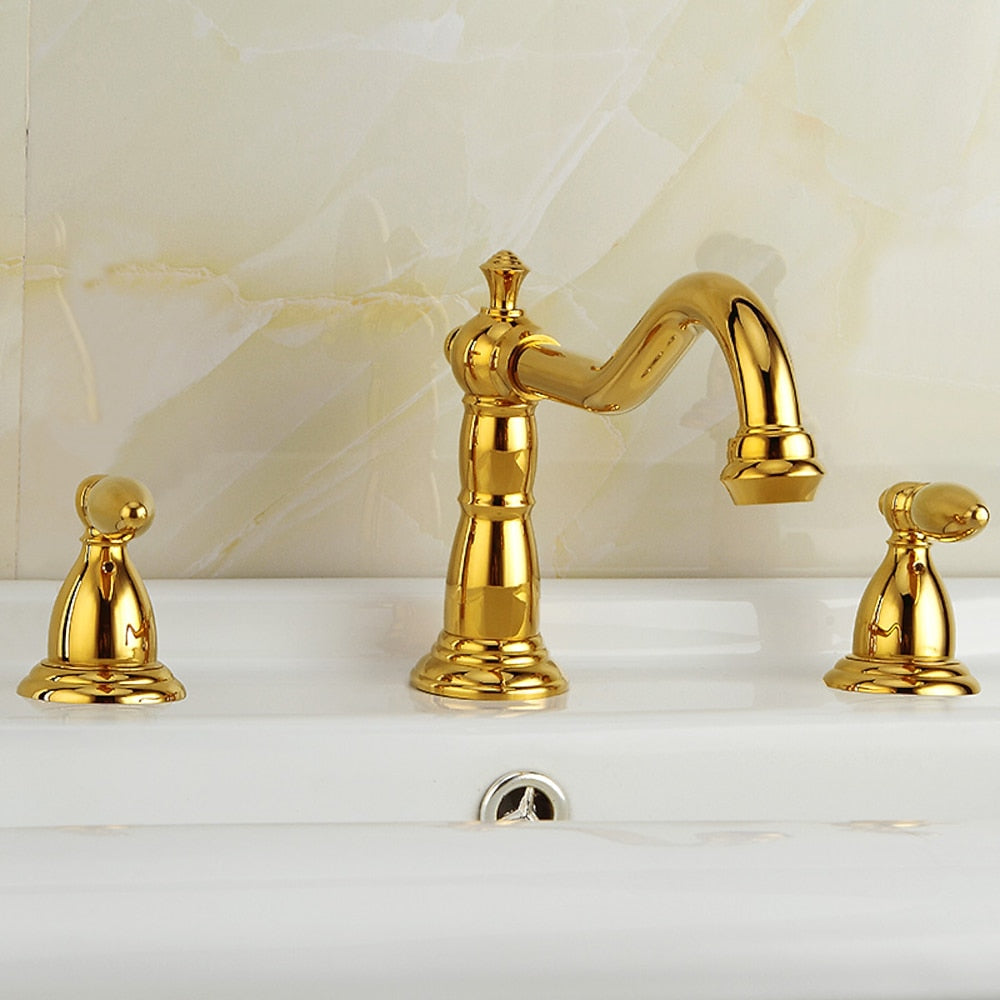 Vintage Widespread Bathroom Faucet, Double Handle Swivel Spout Faucet, Brushed Gold / Antique Brass / Matte Black / Chrome