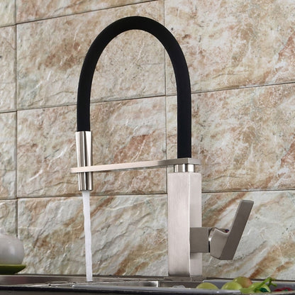 Electroplated Single-Hole Single-Handle Pull-Down Kitchen Faucet, High Arc Swivel Spout Faucet