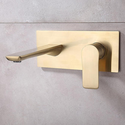 Modern Wall-Mount Bathroom Faucet, Single-Handle Brass Basin Faucet, Matte Black / Brushed Gold / Gunmetal