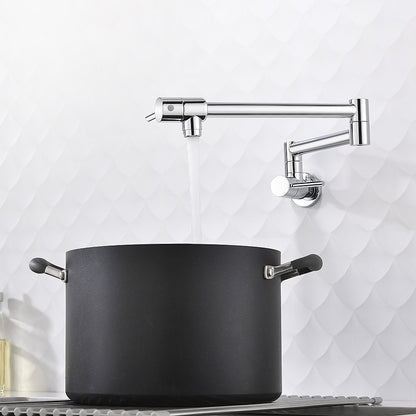 Wall-Mount Folding Pot Filler Faucet, Dual-Handle Kitchen Faucet, Chrome / Matte Black / Polished Gold / Brushed Gold