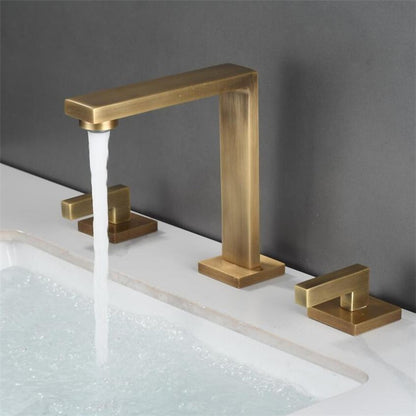 Modern 3-Hole Widespread Bathroom Faucet, Dual-Handle 360-Degree Swivel Brass Faucet, Matte Black / Chrome / Matte White / Antique Brass / Brushed Gold / Gunmetal