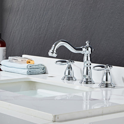 Widespread Modern Bathroom Faucet, Dual-Handle High Arc Brass Faucet, Matte Black / Chrome / Polished Gold / Rose Gold / Antique Brass