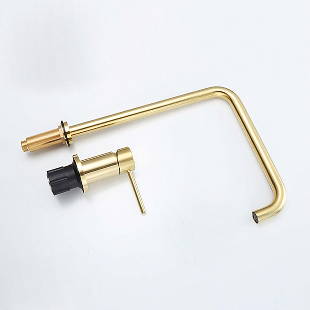 360-Degree Swivel Vessel Sink Faucet, Single-Handle 2-Hole Widespread Basin Faucet, Brushed Gold / Chrome / Matte Black / Rose Gold