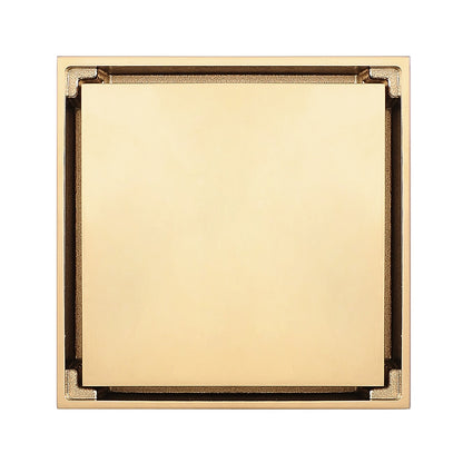 2-in-1 Reversible Square Shower Floor Drain, Solid Brass Floor Drain with Hair Strainer, Matte Black / Chrome / Brushed Gold
