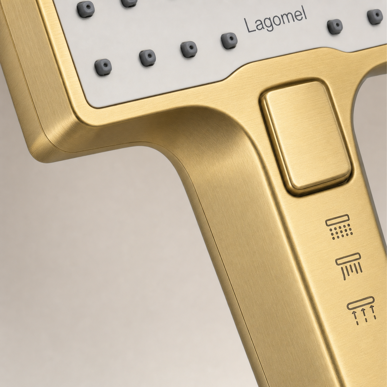 3-Function Square Handheld Shower Head, Brushed Gold