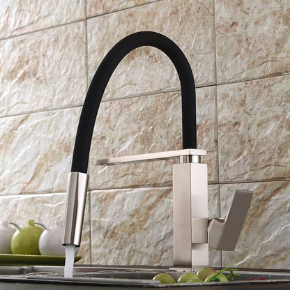 Electroplated Single-Hole Single-Handle Pull-Down Kitchen Faucet, High Arc Swivel Spout Faucet