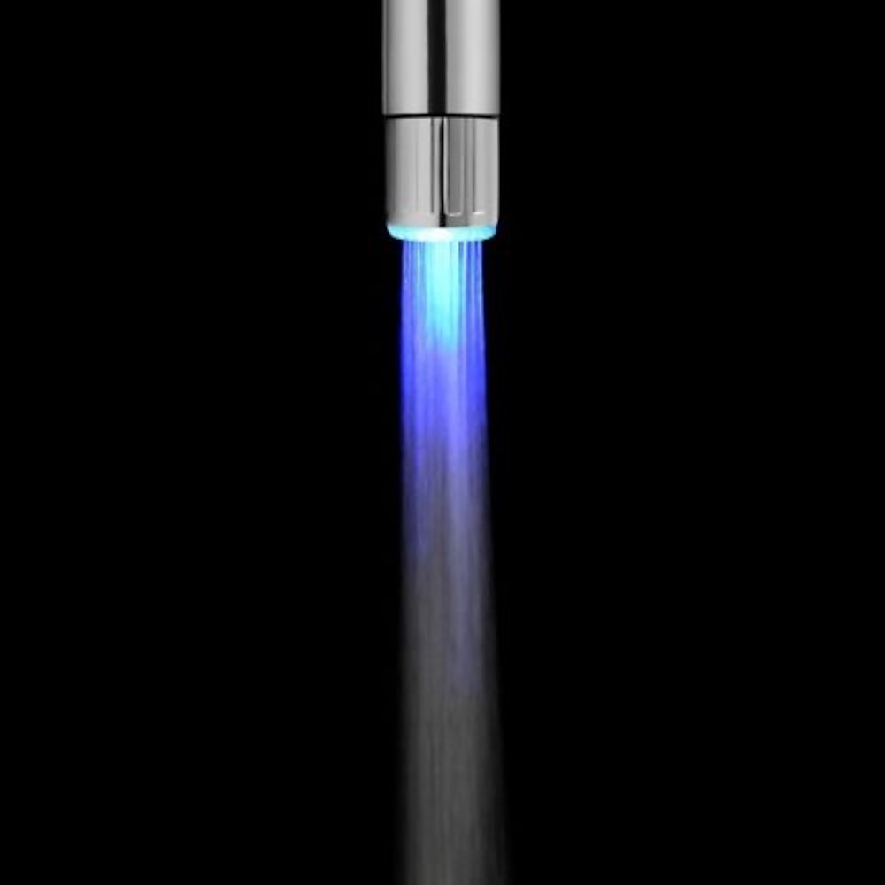 LED Temperature Sensor RGB 3- Chrome Faucet Aerator, Modern ABS Plastic Screw-On Tap Adapter