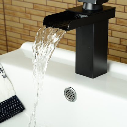 Waterfall Oil-Rubbed Bronze Single-Hole Bathroom Faucet, Single-Handle Deck-Mount Faucet