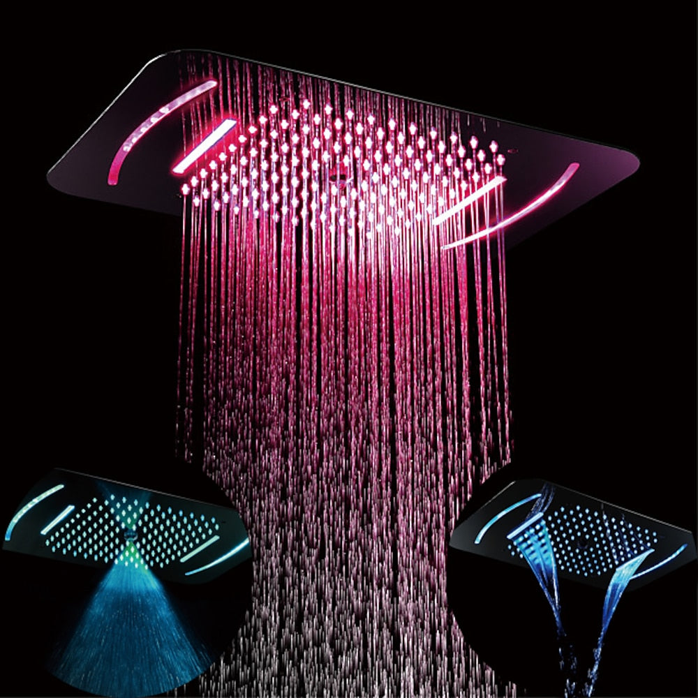 Lagomel rain shower head in chrome, set in a Contemporary bathroom