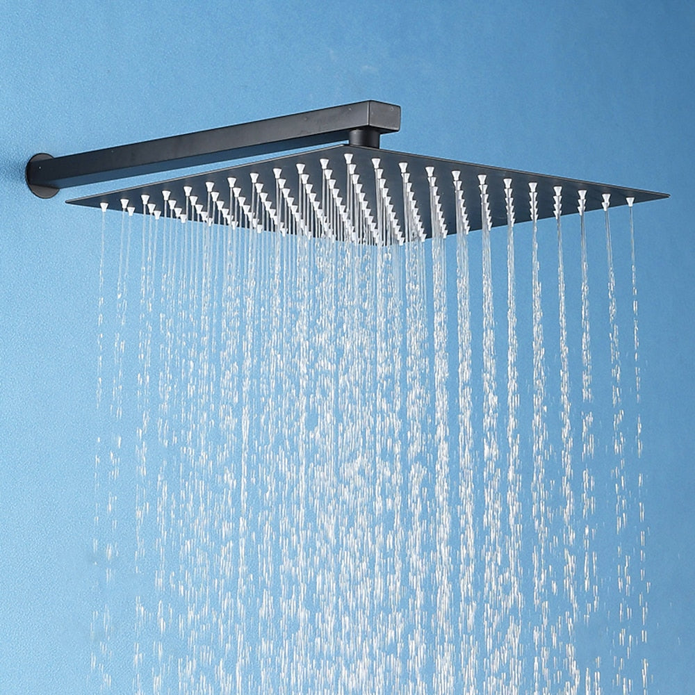Rainfall Matte Black Shower Head, Contemporary Stainless Steel Shower Head