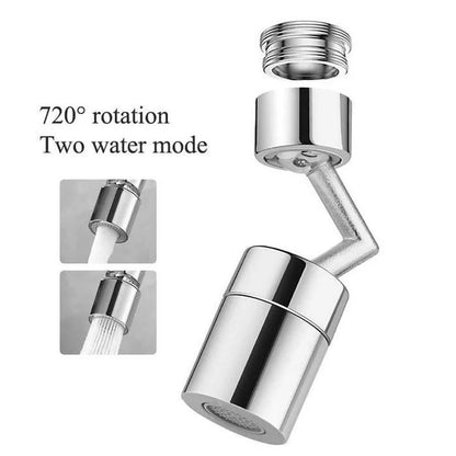 Chrome 720-Degree Swivel Faucet Aerator, Dual-Mode Splash Filter Faucet Extender