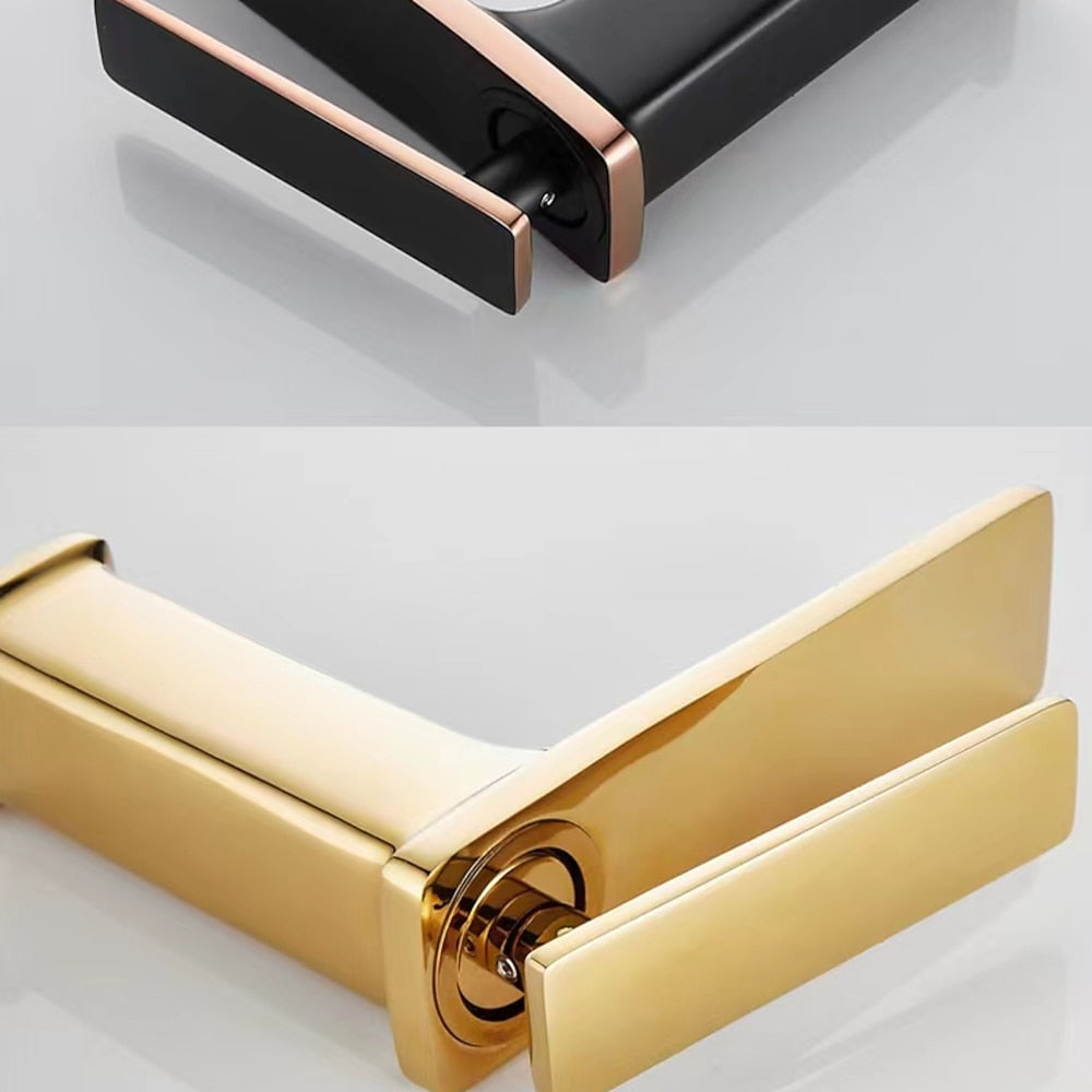 Waterfall Modern Single-Hole Bathroom Faucet, Single-Handle Brass Faucet