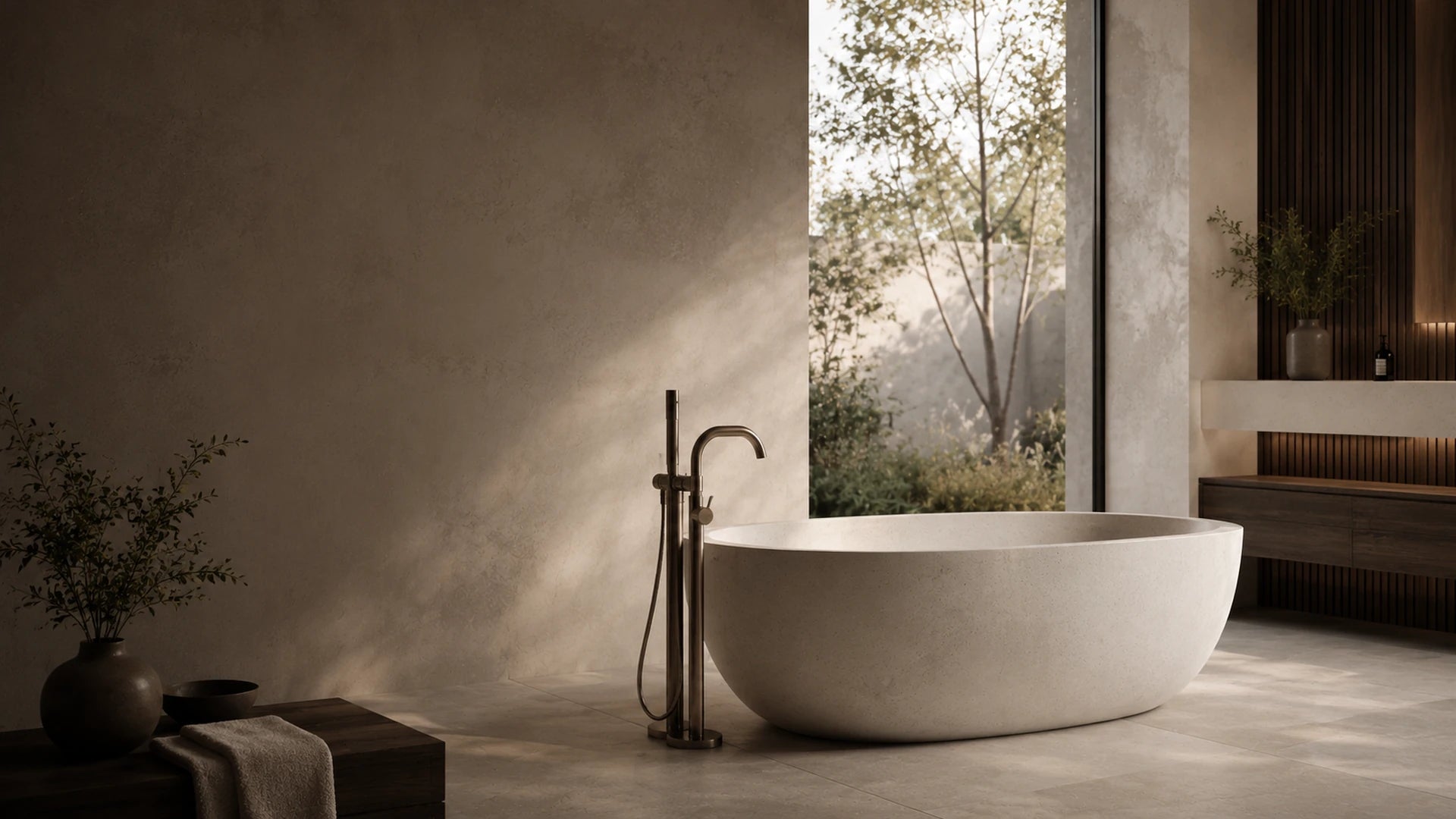 Refined kitchen or bathroom interior featuring Lagomel fixtures