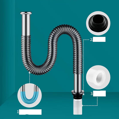 Flexible Expandable Waste Drain Hose, Universal Basin Sink Connector, Chrome / Antique Brass