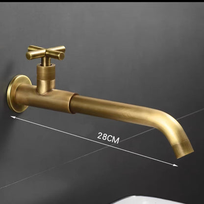 Modern Wall-Mount Bathroom Faucet, Single-Handle Swivel Spout Cold Only Faucet, Matte Black / Matte White / Antique Brass / Chrome