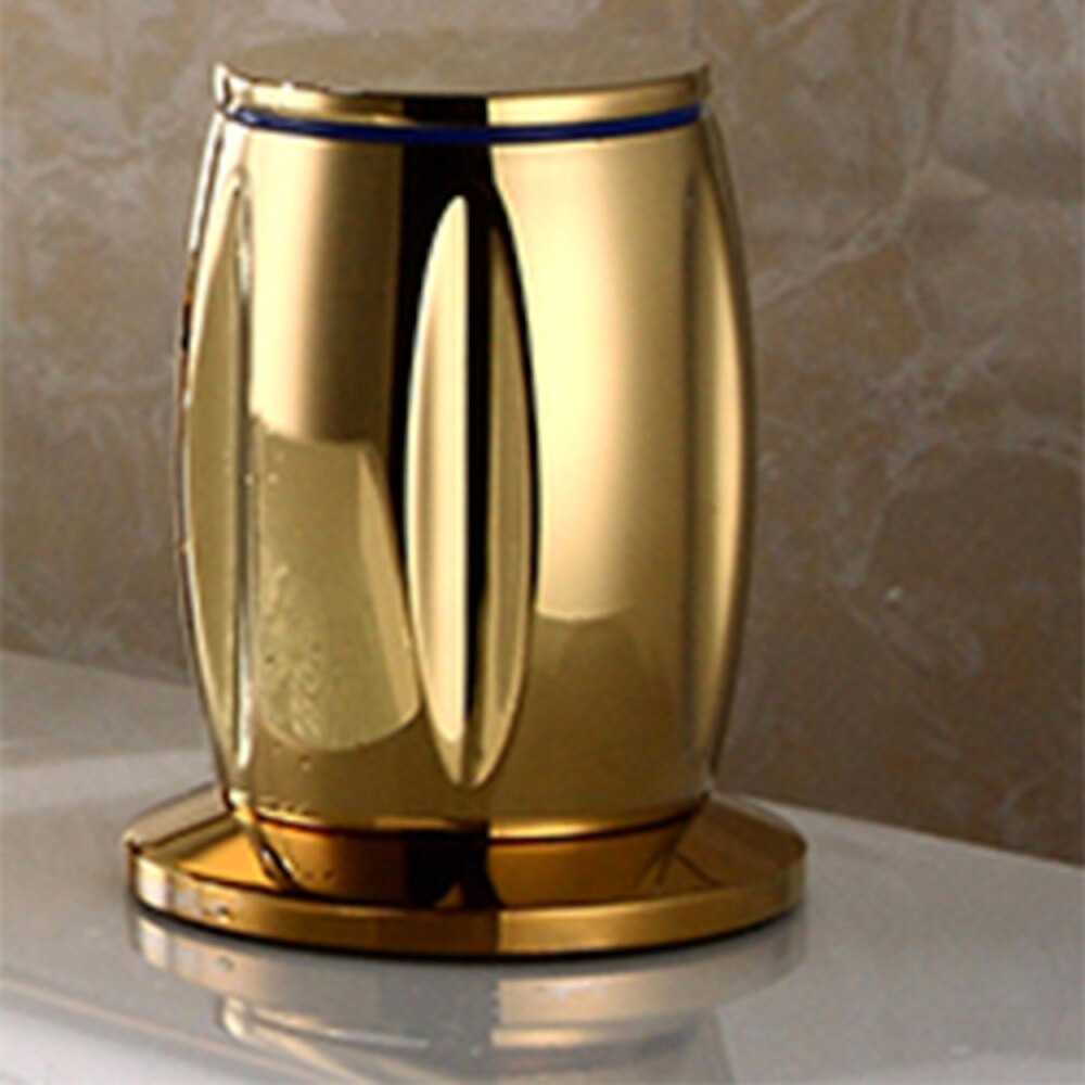 Waterfall Bathroom Faucet, Modern 3-Hole Widespread Dual-Handle Faucet, Polished Gold / Matte Black