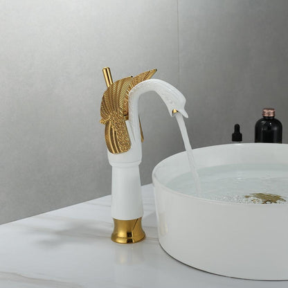 Swan Shape Waterfall Bathroom Faucet, Single-Handle Vessel Sink Faucet