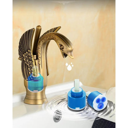 Vintage Swan Design Bathroom Faucet, Single-Hole Single-Handle Faucet, Antique Brass / Chrome / Polished Gold / Matte Black