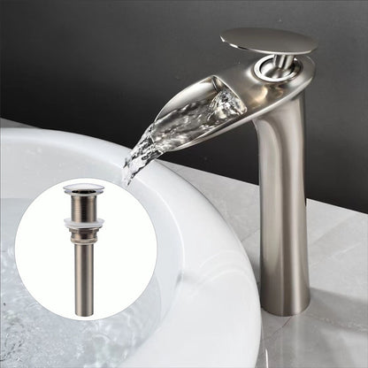 Waterfall Vessel Bathroom Faucet, Modern Single-Handle Single-Hole Tall Basin Faucet