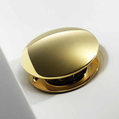 Modern Brushed Gold Bathroom Sink Pop-Up Drain, Solid Brass Drain Assembly with Overflow