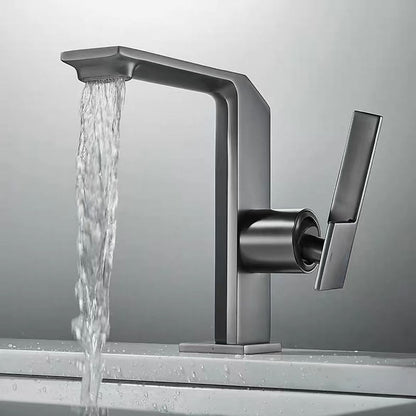 Modern Waterfall Bathroom Faucet, Single-Handle Brass Faucet, Chrome / Matte Black / Brushed Gold / Gunmetal
