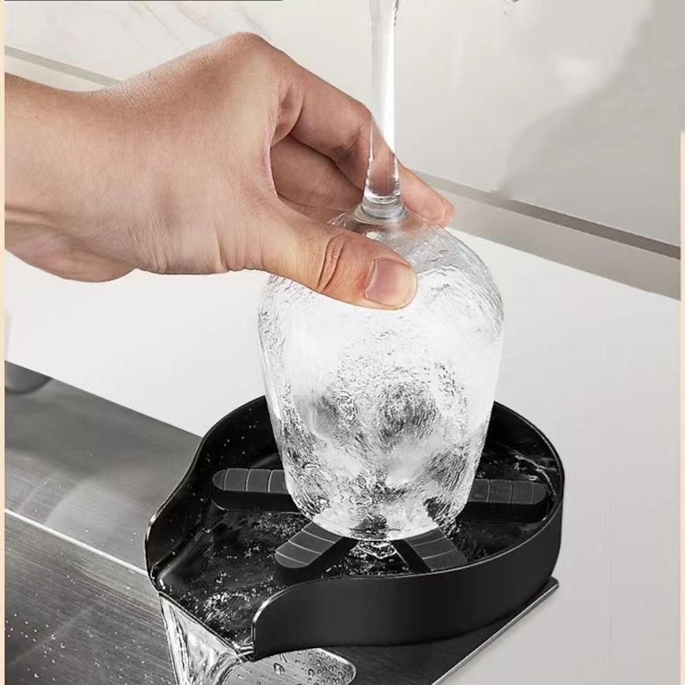 Modern Deck-Mounted Stainless Steel Glass Rinser, Multi-Angle Spray Cup Washer for Kitchen Sink, Brushed Nickel / Matte Black / Gunmetal